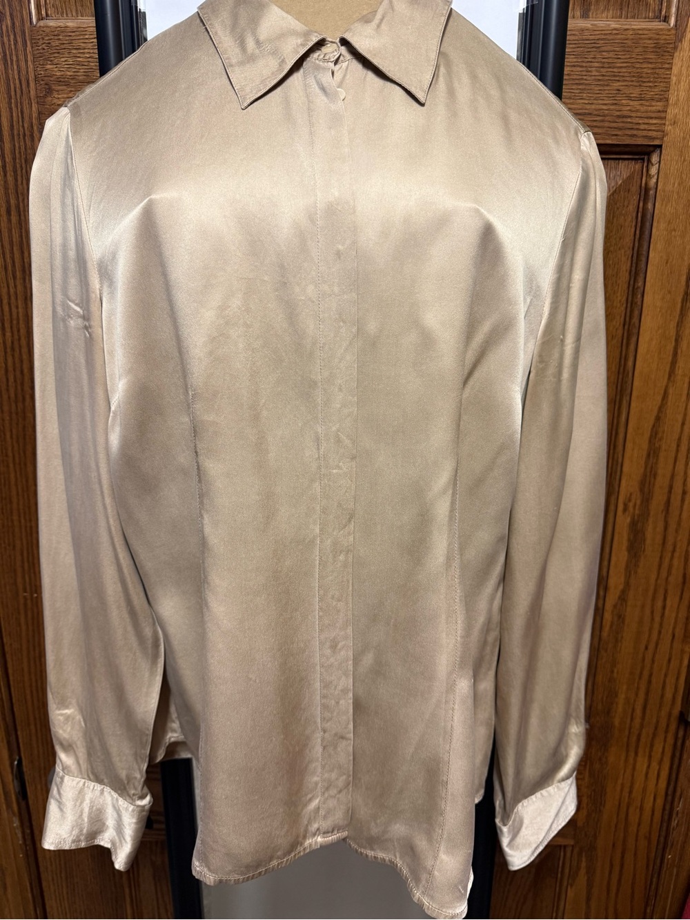 Worthington Satin-Look Taupe Dress Shirt